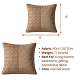 Fabric-Crafted Bronze Cushion Cover – 12"x12" | Poly Cotton Fabric | Elegant & Modern