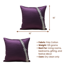 Fabric Crafted Purple Cushion Cover – 16"x16" | Premium Poly Cotton