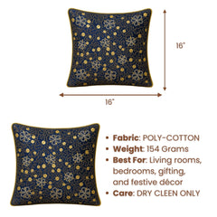 Royal Blue Embroidered Cushion Cover | 16"x16" Decorative Designer Cushion Cover
