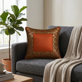 Handcrafted Cushion Cover – Orange | 12"x12" | Elegant Poly Cotton Cushion Cover
