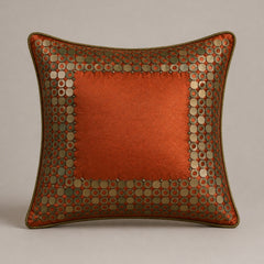 Handcrafted Cushion Cover – Orange | 12"x12" | Elegant Poly Cotton Cushion Cover