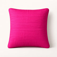 Fabric Crafted Cushion Cover – Pink | 12"x12" | Poly Cotton Foam | Ribbed Texture Design