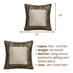 Handcrafted Cushion Cover – Beige | 16"x16" | Elegant Poly Cotton Cushion Cover