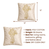 Hand Crafted Cushion Cover – Cream | 12"x12" | Poly Cotton | Embroidered Floral Design