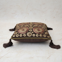 Handcrafted Brown Cushion Cover – 12"x12", Premium Poly Cotton