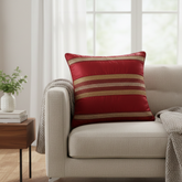 Handcrafted Maroon Cushion Cover – 16"x16" | Striped Embellished Design | Premium Poly Cotton