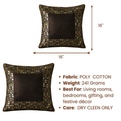 Handcrafted Cushion Cover – Brown | 16"x16" | Elegant Poly Cotton Cushion Cover