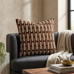 Handcrafted Cushion Cover – Brown | 16"x16" | Poly Cotton Foam Fabric | Premium Ribbed Texture Design