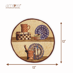 Tapestry Doily – Gold Jacquard Woven, 12"x12"