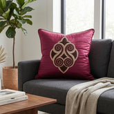 Machine Crafted Cushion Cover – Maroon | 16"x16" | Elegant Poly Cotton Cushion Cover