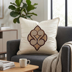 Machine Crafted Cushion Cover – White | 16"x16" | Elegant Poly Cotton Cushion Cover