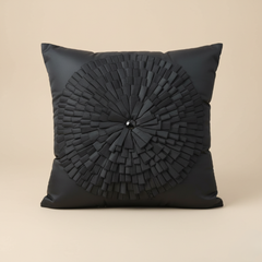 Fabric Crafted Black Cushion Cover – 16"x16" | Premium Poly Cotton
