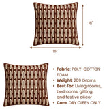 Handcrafted Cushion Cover – Brown | 16"x16" | Poly Cotton Foam Fabric | Premium Ribbed Texture Design