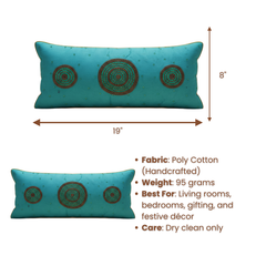 Handcrafted Turquoise Bolster Cover – 19"x8" | Premium Poly Cotton