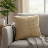 Fabric-Crafted Light Bronze Cushion Cover – 12"x12" | Poly Cotton | Elegant Diamond Design