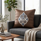 Machine Crafted Cushion Cover – Brown | 16"x16" | Elegant Poly Cotton Cushion Cover