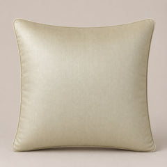 Machine Crafted Beige Cushion Cover – 16"x16" | Elegant Gold Floral Embroidery | Premium Poly-Cotton Decorative Cushion Cover