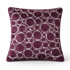 Machine-Crafted Orchid Cushion Cover – 12"x12" | Circular Embroidered Design | Premium Poly Channel Fabric