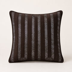 Handcrafted Cushion Cover – Brown | 16"x16" | Modern Striped Decorative Cushion Cover
