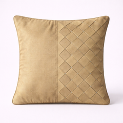 Fabric-Crafted Light Bronze Cushion Cover – 12"x12" | Poly Cotton | Elegant Diamond Design
