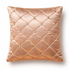 Hand Crafted Cushion Cover – Light Brown | 16"x16" | Poly Chenille-Cotton | Diamond Tufted Design
