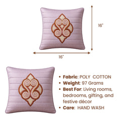 Machine Crafted Cushion Cover – Pink | 16"x16" | Elegant Poly Cotton Cushion Cover