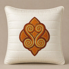 Machine Crafted Cushion Cover – Cream | 16"x16" | Elegant Poly Cotton Cushion Cover