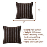 Handcrafted Cushion Cover – Brown | 16"x16" | Modern Striped Decorative Cushion Cover