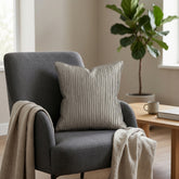 Fabric Crafted Cushion Cover – Camel | 12"x12" | Poly Cotton Foam Fabric | Elegant Ribbed Texture Design