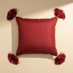 Handcrafted Maroon Cushion Cover – 12"x12", Premium Poly Cotton