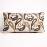 Machine Crafted Bolster Cover – Cream | 20"x8" | Poly Chenille Fabric | Embroidered Abstract Design