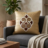 Machine Crafted Cushion Cover – Beige | 16"x16" | Elegant Poly Cotton Cushion Cover