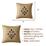 Machine Crafted Cushion Cover – Beige | 16"x16" | Elegant Poly Cotton Cushion Cover
