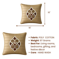 Machine Crafted Cushion Cover – Beige | 16"x16" | Elegant Poly Cotton Cushion Cover