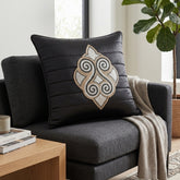 Machine Crafted Cushion Cover – Black | 16"x16" | Elegant Poly Cotton Cushion Cover
