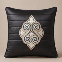Machine Crafted Cushion Cover – Black | 16"x16" | Elegant Poly Cotton Cushion Cover