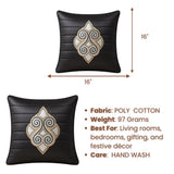 Machine Crafted Cushion Cover – Black | 16"x16" | Elegant Poly Cotton Cushion Cover