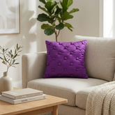 Hand Crafted Cushion Cover – Purple | 12"x12" | Poly Cotton | Elegant Button Tufted Design