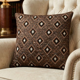Handcrafted Cushion Cover – Brown | 16"x16" | Poly Cotton Foam Fabric | Diamond Motif Textured Design