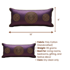 Handcrafted Purple Bolster Cover – 19"x8" | Premium Poly Cotton