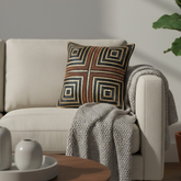 Handcrafted Black Cushion Cover – 16"x16" | Heavy Poly Cotton | Premium Embroidered Square Pattern