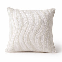 Cream Textured Decorative Cushion Cover | 16"x16" Modern Wave Pattern Cushion Cover