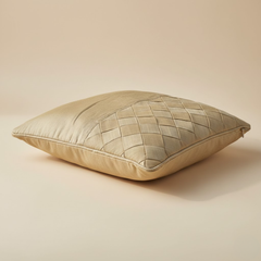 Fabric-Crafted Light Bronze Cushion Cover – 12"x12" | Poly Cotton | Elegant Diamond Design
