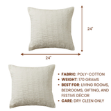 Fabric-Crafted Beige Cushion Cover – 24"x24", Wave Texture in Premium Poly Cotton