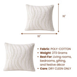 Cream Textured Decorative Cushion Cover | 16"x16" Modern Wave Pattern Cushion Cover