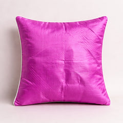 Fabric Crafted Cushion Cover – Pink | 16"x16" | Poly Cotton | Elegant Stitched Geometric Design