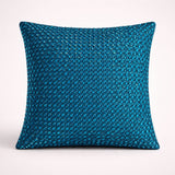 Hand Crafted Cushion Cover – Turquoise | 16"x16" | Poly Cotton | Textured Beaded Design
