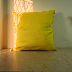Fabric Crafted Yellow Cushion Cover – 24"x24" | Premium Poly Cotton