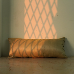 Handcrafted Beige Bolster Cover – 19"x8", Artistic Embroidered Wave Design in Premium Poly Cotton