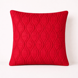 Fabric-Crafted Red Cushion Cover – 12"x12" | Elegant Wave Texture | Premium Poly Cotton